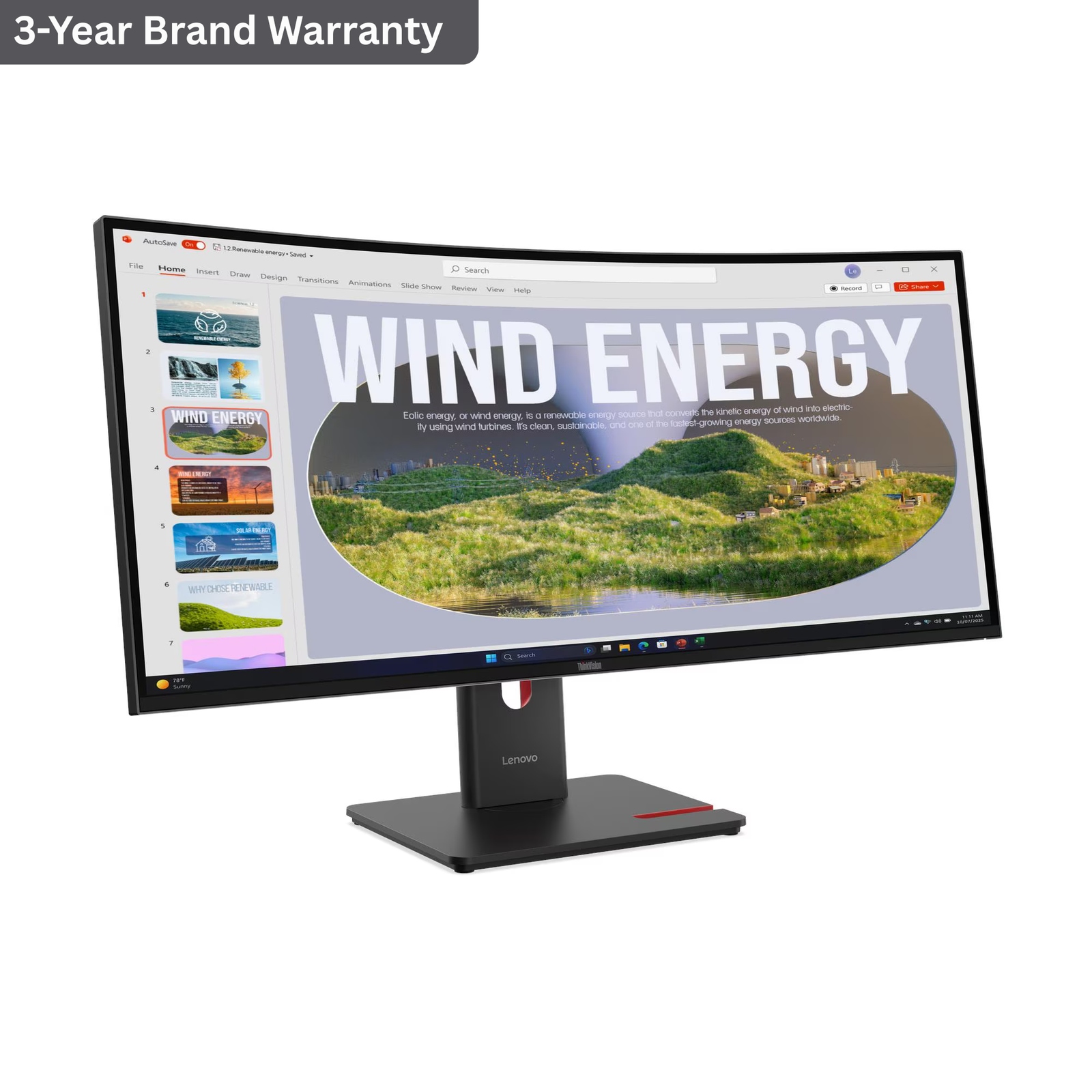 Lenovo ThinkVision T34WD-40 34" WQHD (3440x1440) Monitor, Anti-glare, DP, HDMI, USB-C, Height/Swivel/Tilt Adjustable, 3 Year warranty