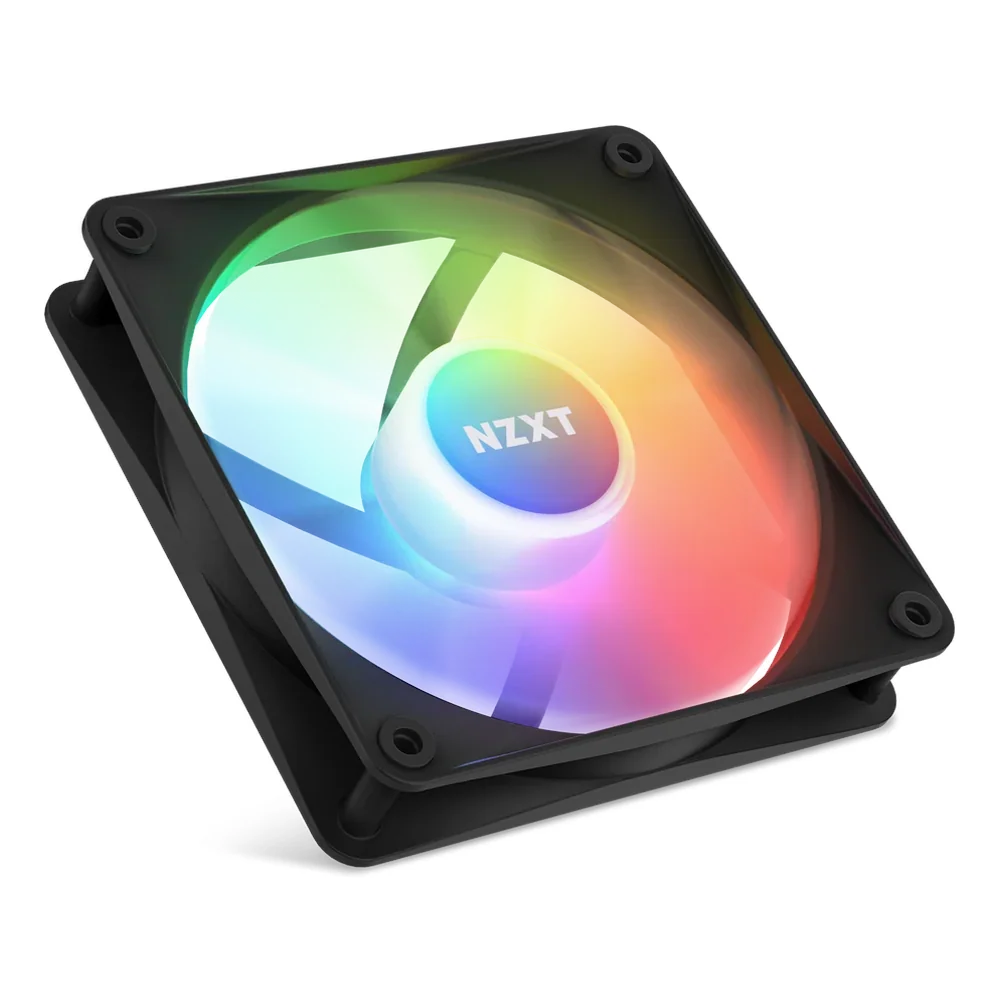 NZXT F120 RGB Core Case Fan, Single Pack, 120mm Fan Size, 1800 rpm Fan Speed, 78.86 CFM Airflow, Addressable RGB LED Lighting, Black, 1 Year Warranty