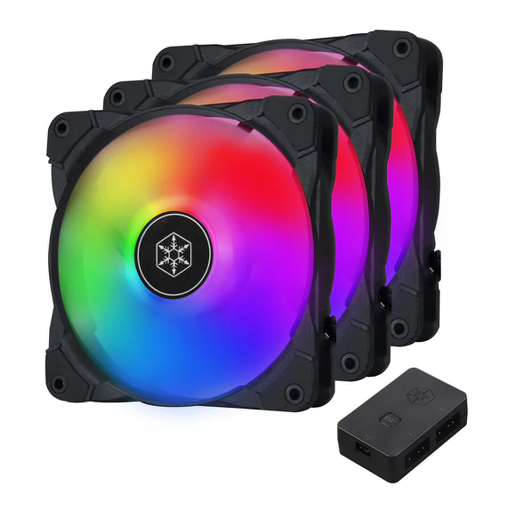 SilverStone Air Blazer 120i Lite ARGB Case Fans with Controller, Pack Of 3, 120mm Fan Size, 1200 RPM Fan Speed, 37.5 CFM Airflow, Black, 1 Year Warranty