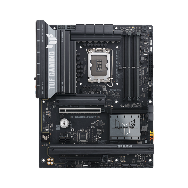 Asus TUF GAMING B860-PLUS WiFi Motherboard, LGA 1851 Socket, ATX Form Factor, DDR5 Ram, PCIe 5.0 With SafeSlot Core+, Wi-Fi 7, Bluetooth v5.4, HDMI, DisplayPort, Thunderbolt 4, Realtek 2.5 GB Ethernet With TUF LANGuard, Aura Sync, 1 Year Warranty