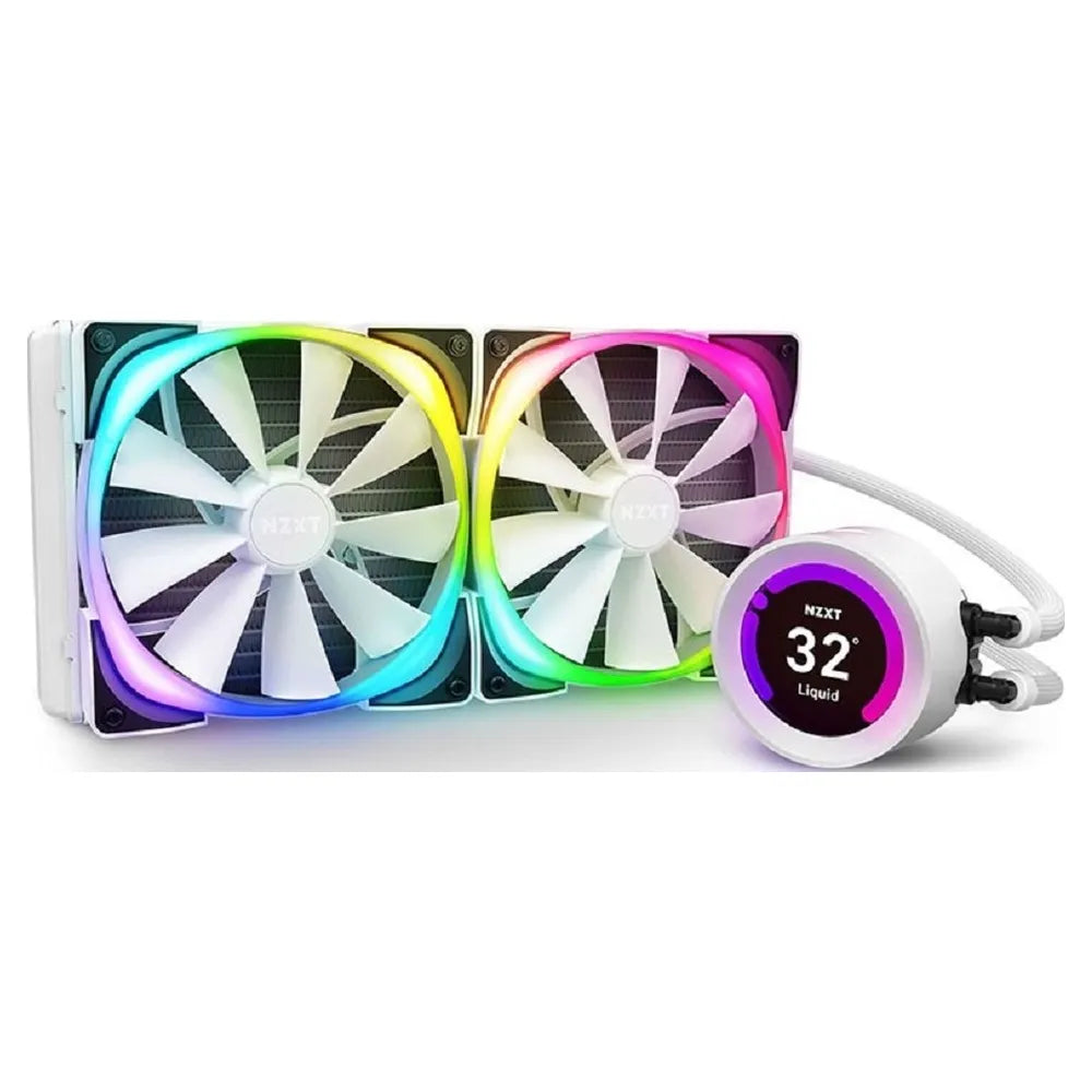 NZXT Kraken Z63 RGB AIO 280mm Liquid CPU Cooler, 2.36" IPS Display, Supports Intel, AMD Sockets, Asetek 7th Gen Pump, White, 1 Year Warranty