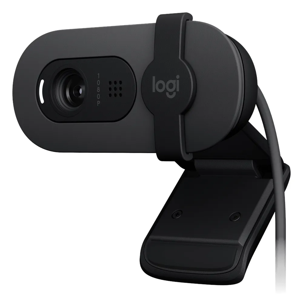 Logitech Brio 105 FHD Webcam, 1080p@30fps, RightLight 2 Auto-Brightness, 4-Element Anti-Reflective Lens, 58° Diagonal Field of View (dFoV), Fixed Focus, Integrated Privacy Shutter, 1 Year Warranty
