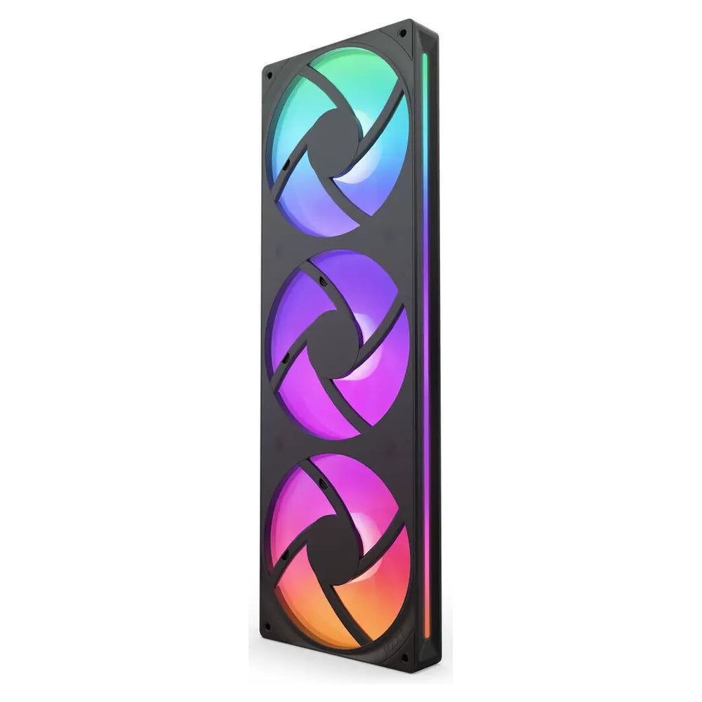 NZXT F360 RGB Core Single-Frame RGB Fan Unit, 3 x Fans, Fluid Dynamic Bearing, 360mm Frame Size, 2400 rpm Fan Speed, Addressable RGB LED Lighting, Black, 1 Year Warranty