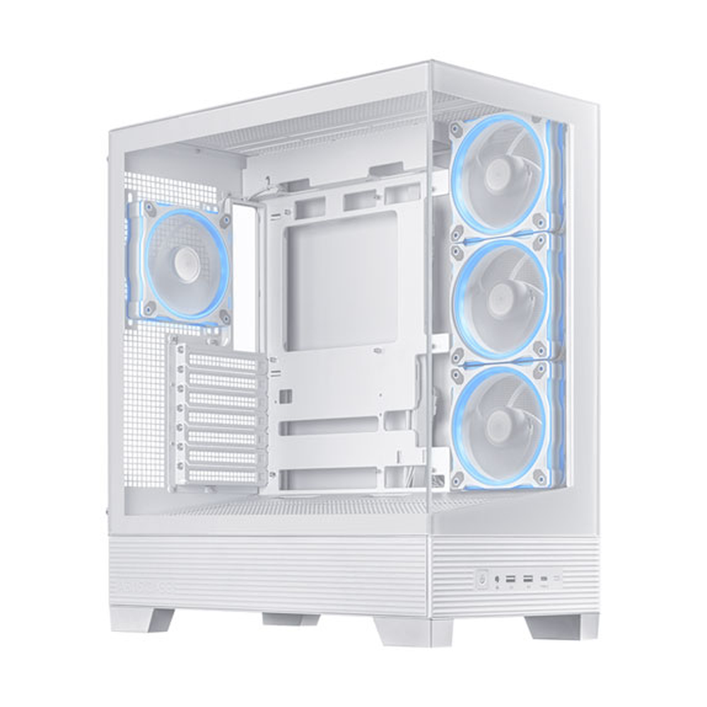 Asus A31 PLUS Mid Tower-ATX PC Case, Tempered Glass Side & Front Panel, 380mm GPU Support, 4 x 120 mm AR GB Fans, USB 3.2 Gen 2, Ample Cable Management, White, 1 Year Warranty