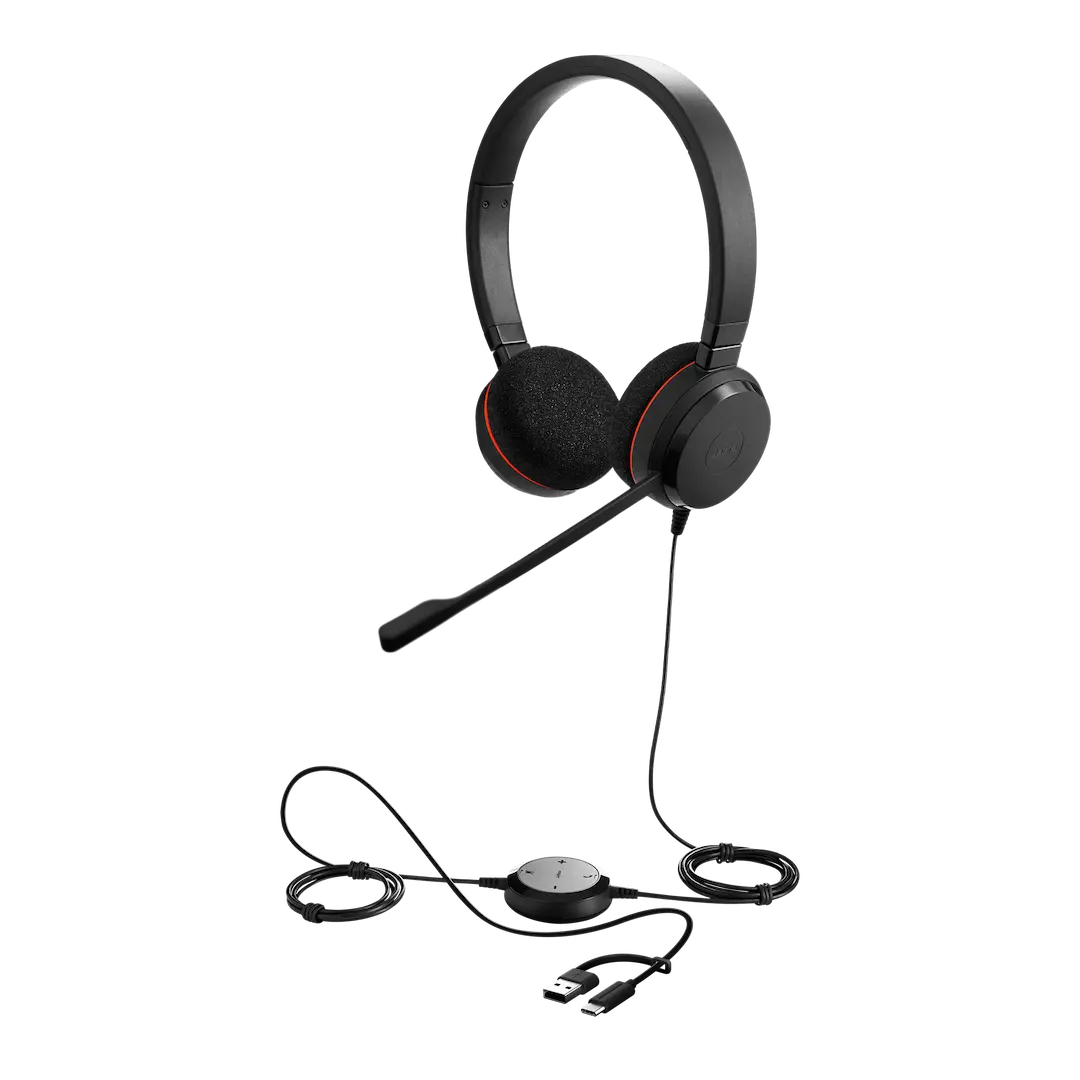 Jabra Evolve 20 Stereo USB-C/USB-A Headset, 1 Year Warranty