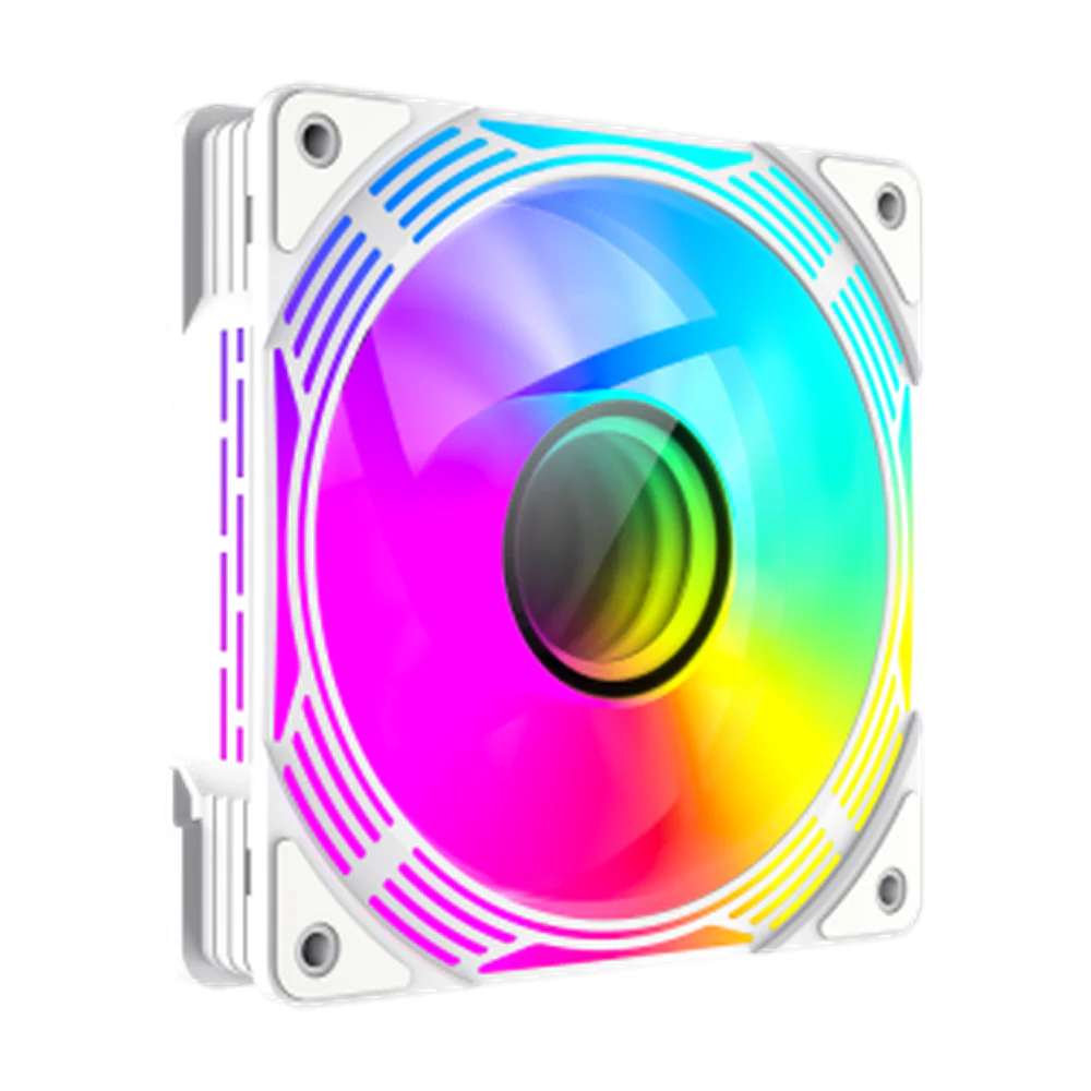 GameMax FN12A-C8I-W ARGB Case Fan, Single Pack, 120mm Fan Size, 1600 RPM Fan Speed, 44.35 CFM Airflow, White, 1 Year Warranty