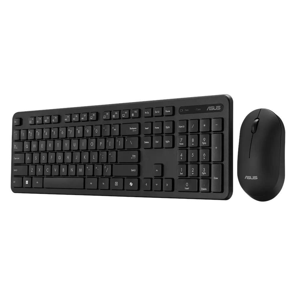 Asus CW100 Wireless Keyboard & Mouse Combo, 2.4Ghz Wireless Reciever, 100% Keyboard Layout, 1600 DPI Optical Mouse Sensor, Slim Lightweight Design, Up to 6 months Battery Life, Black, 1 Year Warranty