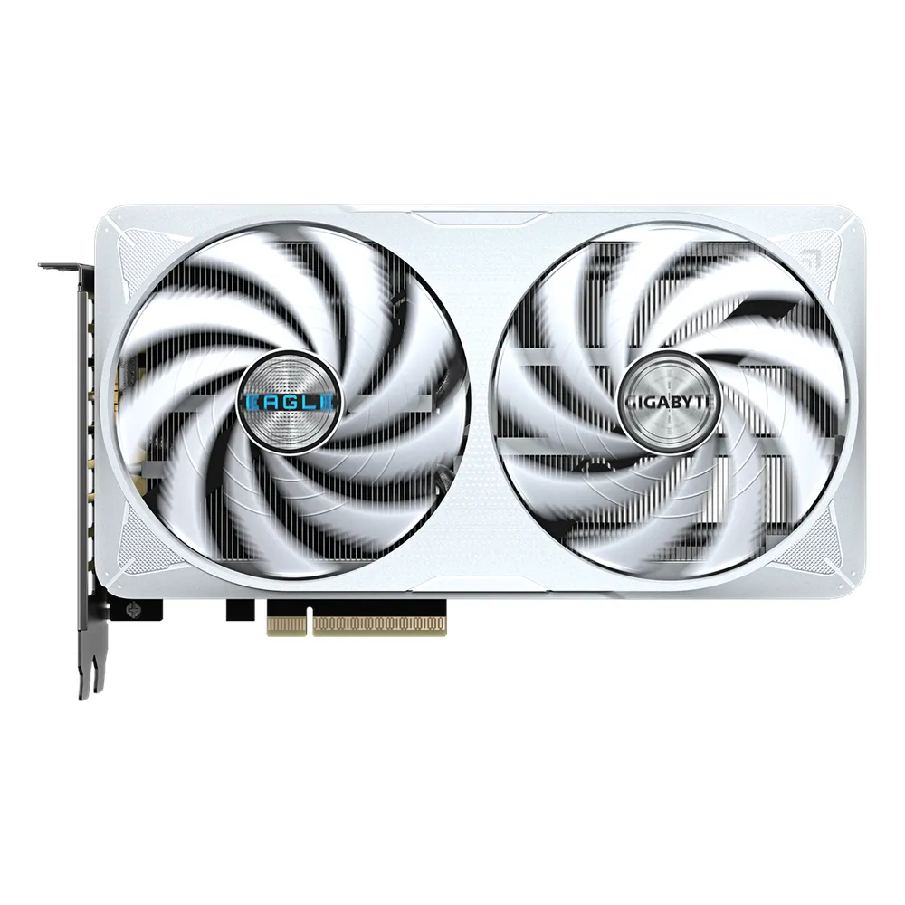 Gigabyte EAGLE OC ICE GeForce RTX 5060 Ti Graphics Card, GDDR7 8GB 128-bit Memory, HDMI 2.1b & DP 2.1b Outputs, PCI Express 5.0, 2617 MHz Core Clock, 28 Gbps Memory Clock, Dual Windforce Hawk Fans, White, 1 Year Warranty