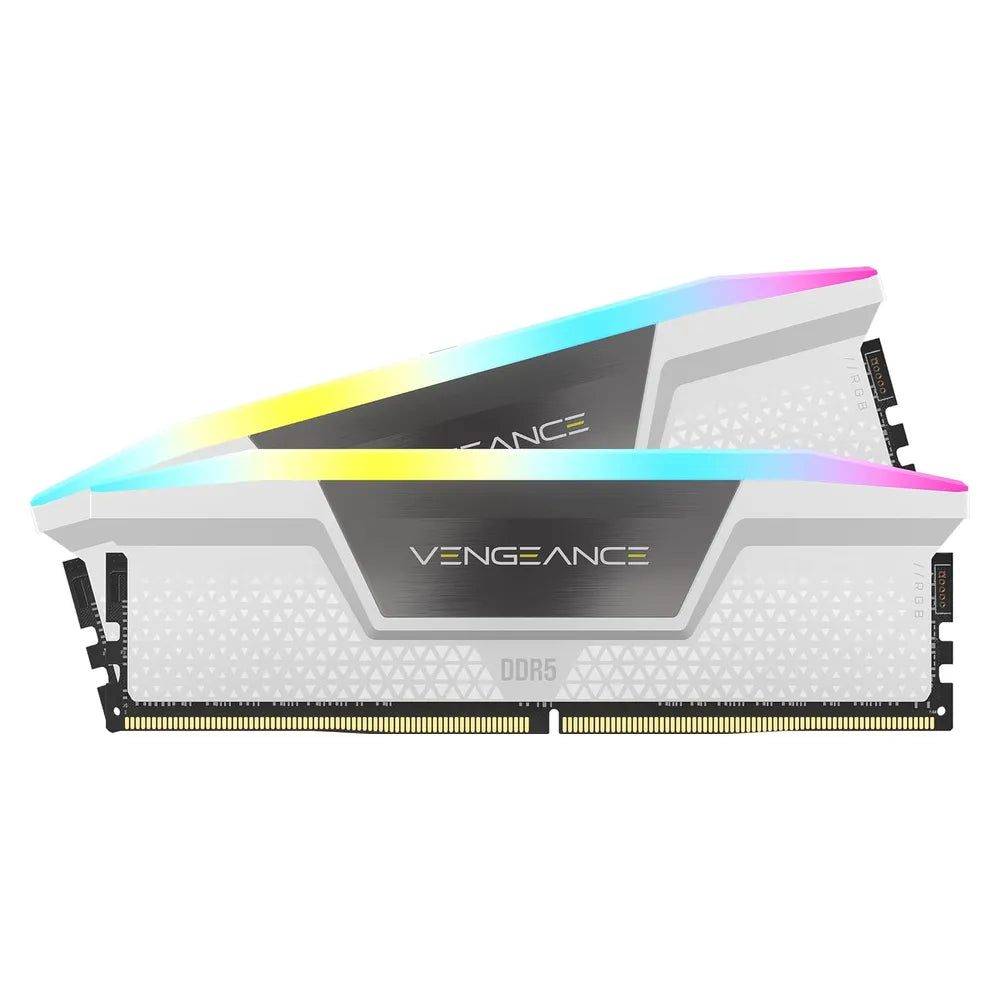 Corsair Vengeance RGB Memory Kit, 32GB (2x16GB), DDR5 DRAM, 6000 MT/s, CL-36, White, 1 Year Warranty