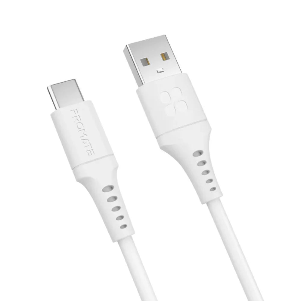 Promate PowerLink-AC120 1.2M USB-A to USB-C Cable, 60W Fast Charging, 480Mbps Data, Black