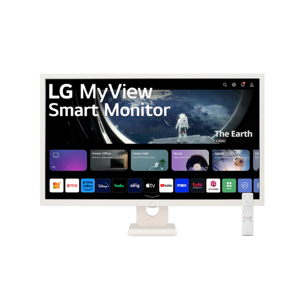 LG 32SR50F-W 32" FHD(1920 x 1080) Smart Monitor, HDMI, Tilt, Adjustable, White, 1 Year warranty
