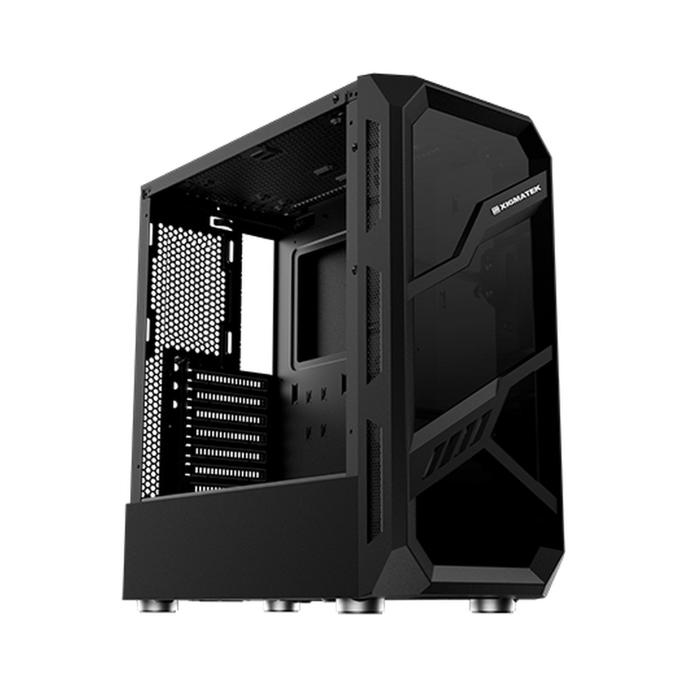 XIGMATEK LAMIYA ATX PC Case, Front & Left Tempered Glass Panels, 4 x X24A Fans, Galaxy II Fan Control Box & Remote, 330mm GPU Support, USB 3.0, Black, 1 Year Warranty
