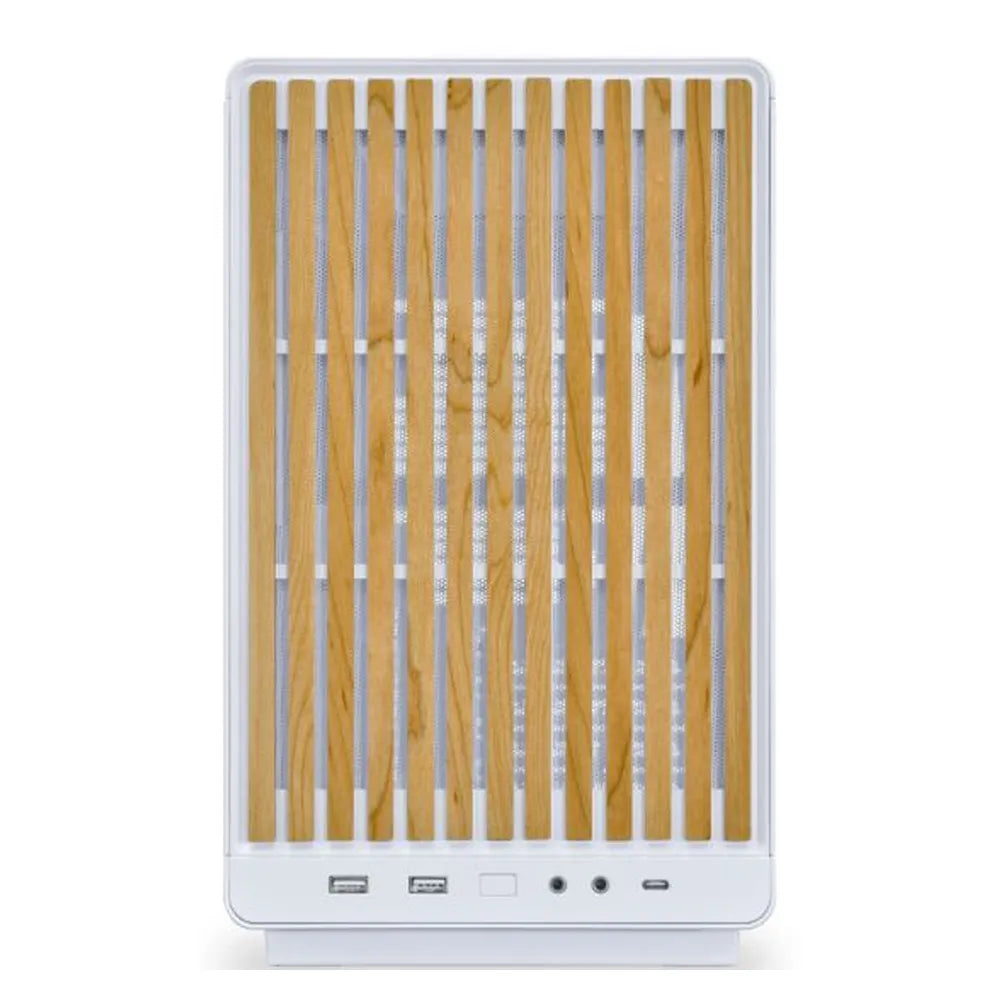 Lian Li DAN A3-mATX Mini Tower PC Casing, Wooden Front Panel, High-Airflow Mesh Panels, Removable Dust Filter, 415mm GPU Support, USB 3.1 Type-C, White, 1 Year Warranty
