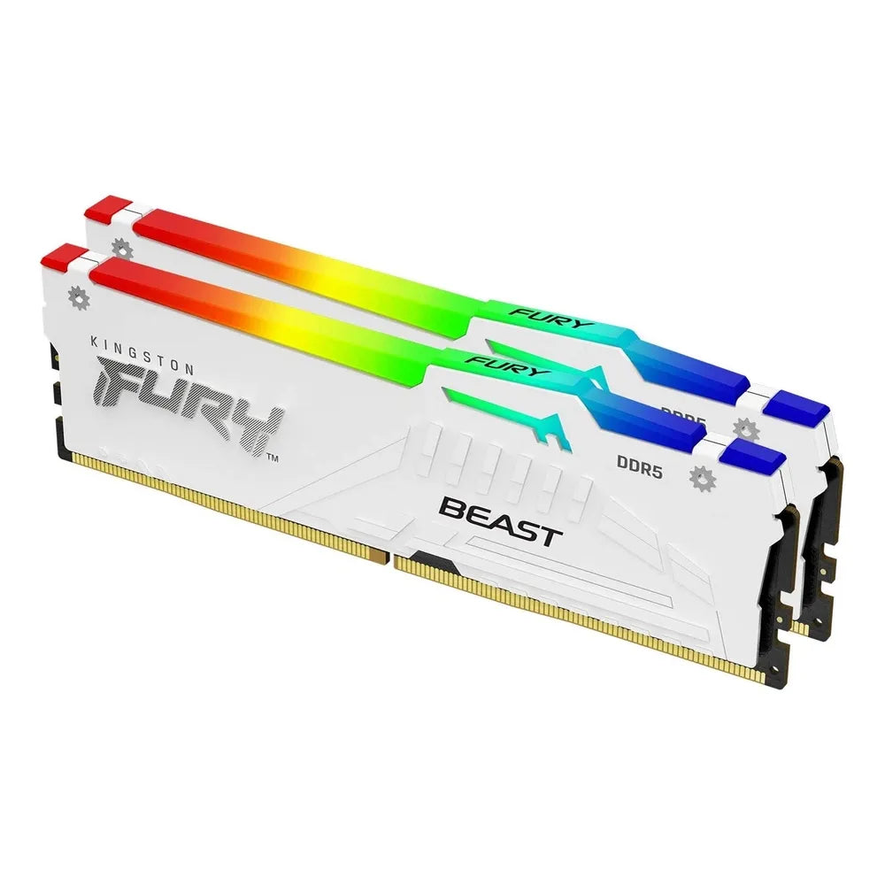 Kingston Fury Beast RGB Memory Kit, 64GB (2x32GB), DDR5 DRAM, 6000 MT/s, CL-30, White, 1 Year Warranty