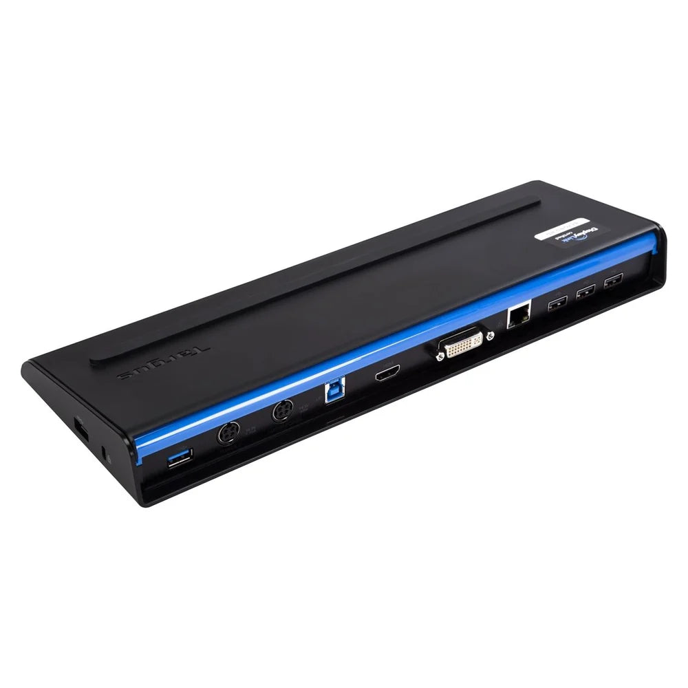 Targus USB 3.0 Universal Docking Station, Black, Dual Video Outputs (DVI & HDMI), Gigabit Ethernet, Multiple USB Ports, 90W, 1 Year Warranty
