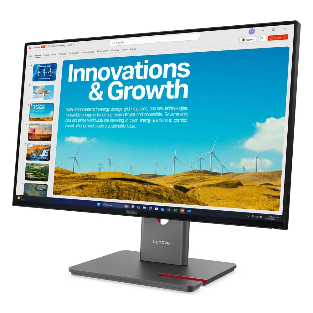 Lenovo ThinkVision P24QD-40 23.8" QHD (2560 x 1440) Monitor, 120Hz, Anti-glare, 4ms GtG Response Time, HDMI, DP, USB-C, Fully Adjustable Stand, Black, 3 Year Warranty