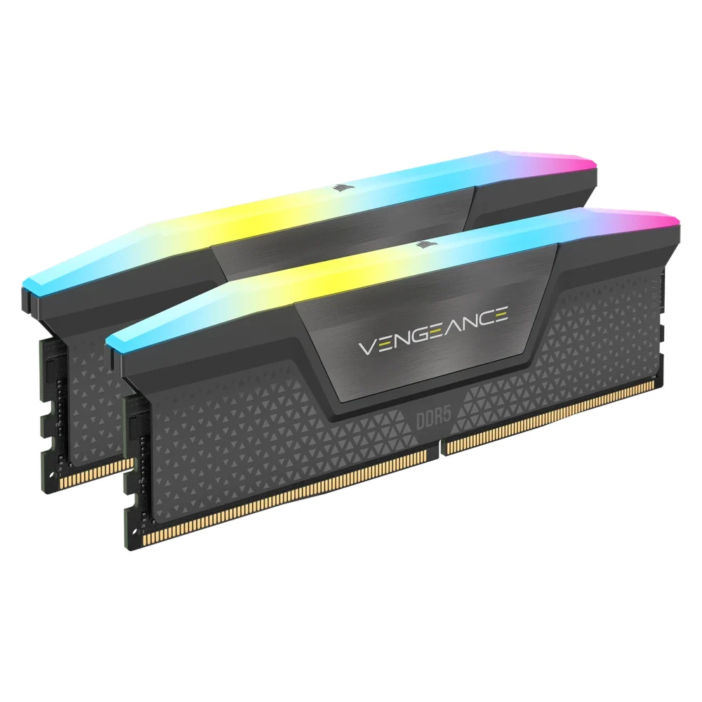 Corsair Vengeance RGB Memory Kit, 32GB (2x16GB), DDR5 DRAM, 6000 MT/s, CL-38, Gray, 1 Year Warranty