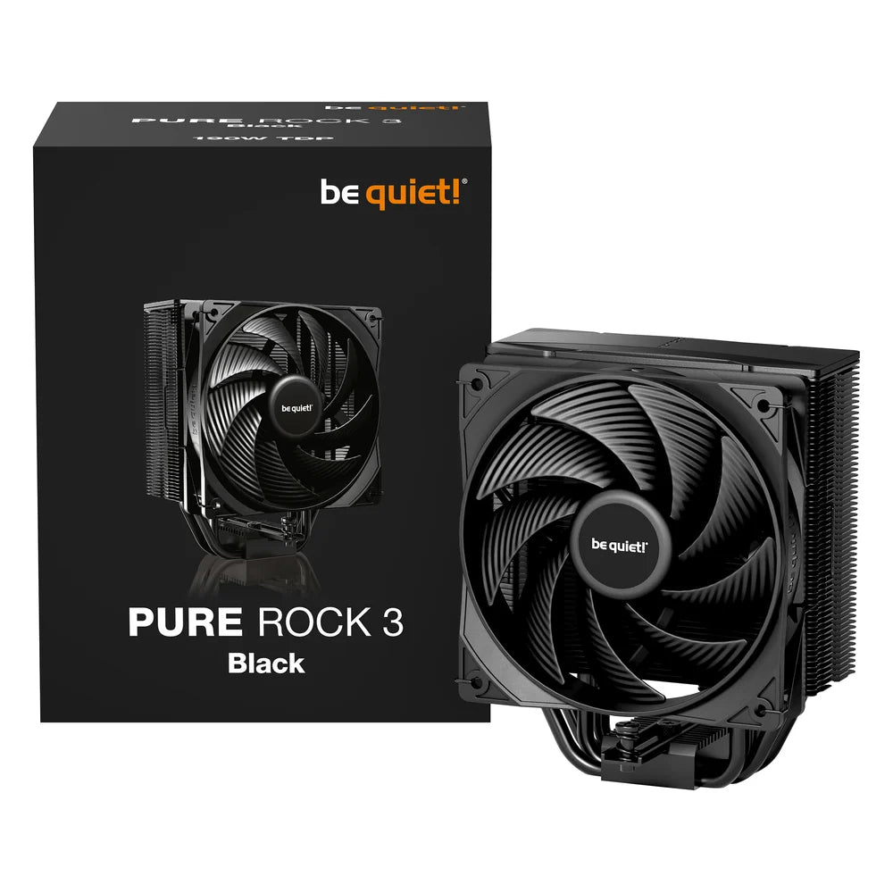 be quiet! Pure Rock 3 Black Air CPU Cooler, Pure Wings 3 120mm PWM Fan, Aluminum Fins, Intel & AMD Socket Compatibility, Black, 1 Year Warranty