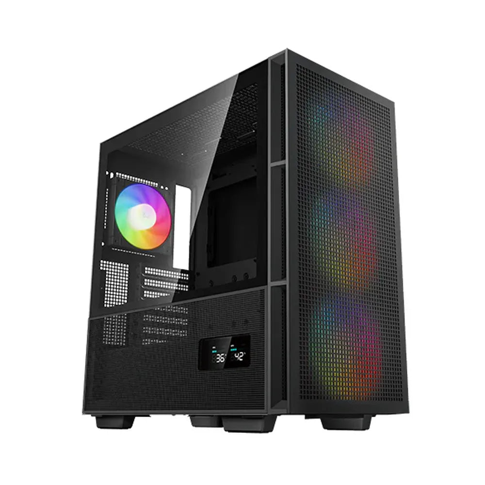DeepCool CH560 DIGITAL Mid-Tower E-ATX PC Case, Real-Time Dual-Status Digital Display, Tempered glass Side Panel, 4 x AR GB Fans, 380mm GPU Support, USB 3.0, Black, 1 Year Warranty