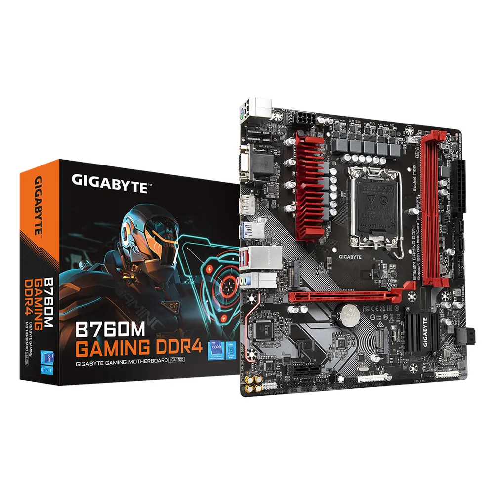 Gigabyte B760M GAMING DDR4 Motherboard, LGA1700 Socket, mATX Form Factor, DDR4 Ram, PCIe 4.0, HDMI, DisplayPort, D-Sub, Realtek 2.5Gb Ethernet, USB Type-C, 1 Year Warranty