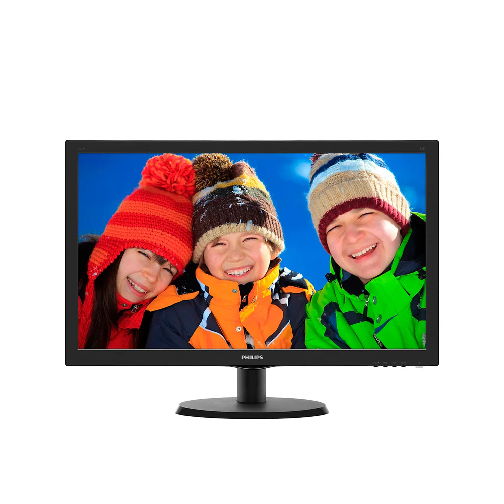 Philips 223V5LSB2 Monitor, 21.5" FHD (1920 x 1080) Resolution, 75Hz, Anti-glare, 5ms Response Time, VGA & DVI-D Outputs, Tilt Adjustable Stand, Black, 1 Year Warranty