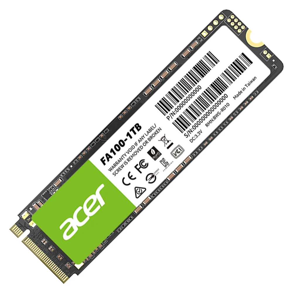 Acer FA100 1TB Internal SSD, M.2 2280, Up to 3300 MB/s Read & 2700 MB/s Write, 600 TBW Endurance, 1 Year Warranty