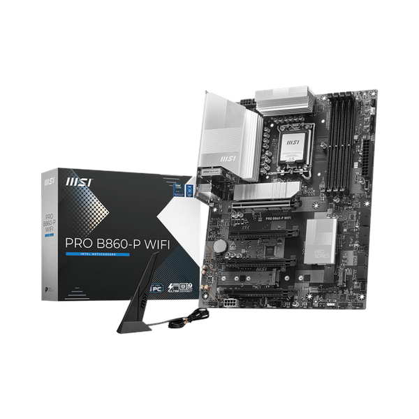 Msi PRO B860-P WiFi Motherboard, LGA 1851 Socket, ATX Form Factor, DDR5 Ram, PCIe 5.0 With EZ PCIe Clip II, Intel Wi-Fi 7, Bluetooth 5.4, USB 40 GBps, HDMI 2.1, DisplayPort 1.4, Thunderbolt4 (Type-C), Realtek 8126 5G LAN, EZ M.2 Shield Frozr II, 1 Year