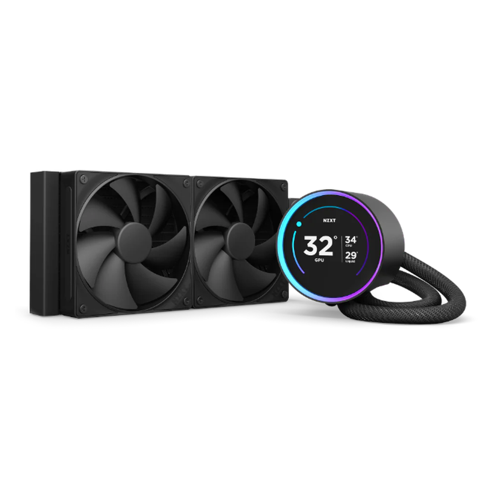NZXT Kraken Elite 240 AIO Liquid Cooler, 2.72" IPS Display, Supports Intel, AMD Sockets, F120P Static Pressure Fans, Black, 1 Year Warranty
