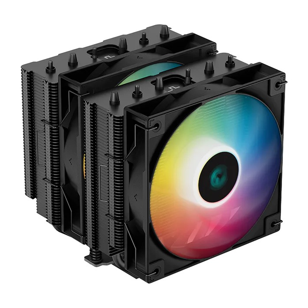 DeepCool AG620 BK ARGB ARGB Air Cooler, 6 x Heatpipes, 2 x RGB Fans, Nickel Plated, Supports Intel, AMD Sockets, Black, 1 Year Warranty
