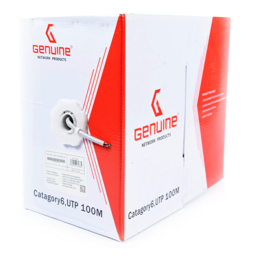 Genuine CAT6 UTP Cable, 24AWG Copper Conductor, 305M Length, Gigabit Ethernet 250MHz, 1 Year Warranty