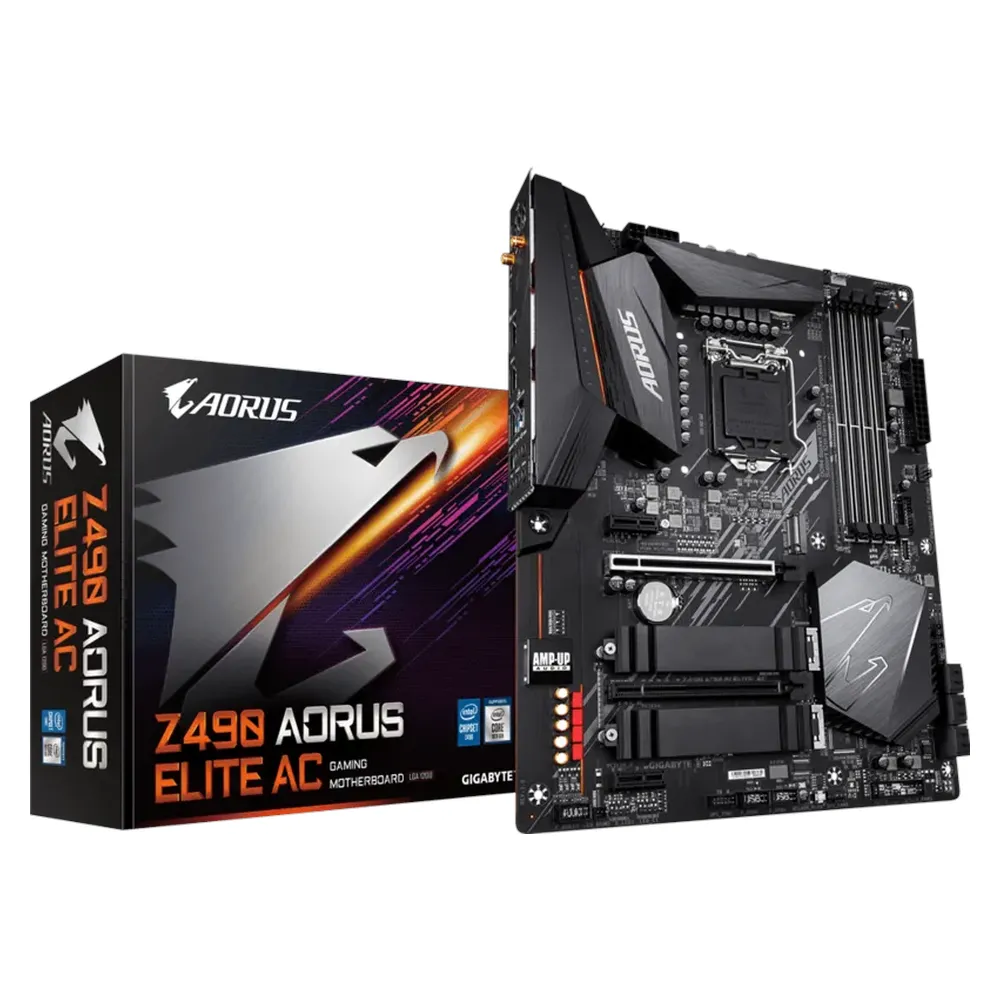Gigabyte Z490 AORUS ELITE AC Motherboard, LGA1200 Socket, ATX Form Factor, DDR4 Ram, Wi-Fi AC, Bluetooth v5, HDMI, Realtek 2.5Gb Ethernet, USB 3.2 Gen 2 Type-A, 1 Year Warranty