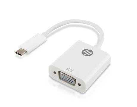 HP USB-C to VGA Adapter, up to 2560 x 1600 @ 60 Hz Resolution, 7.6 cm Length, White, 1 Year Warranty