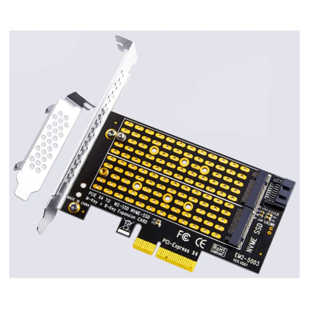 Haysenser Dual M.2 SSD to PCIe Expansion Card, Supports 2 x M.2, PCIe 3.0 x4 Interface, Up to 32 Gbps Speed, Aluminum Alloy Heatsink, Black, 1 Year Warranty