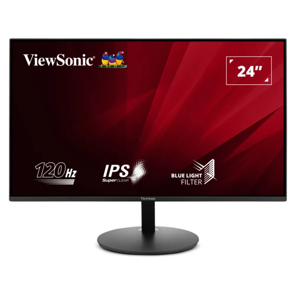ViewSonic VA24E1-H Monitor, 24" FHD (1920 x 1080) Resolution, 120Hz, Anti-glare, 5ms (GtG) Response Time, HDMI, VGA, Tilt Adjustable Stand, Black, 3 Year Warranty
