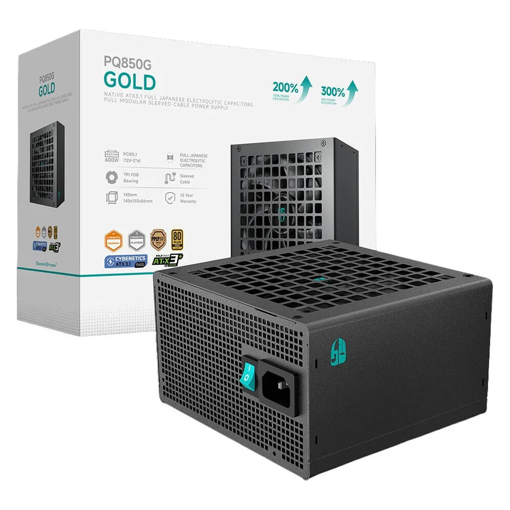 DeepCool Golden Dominator 850W 80 Plus Gold Power Supply, 850W, Fully Modular, ATX, Intel ATX 3.1 Certified, PCIe 5.1 Ready, Black, 1 Year Warranty