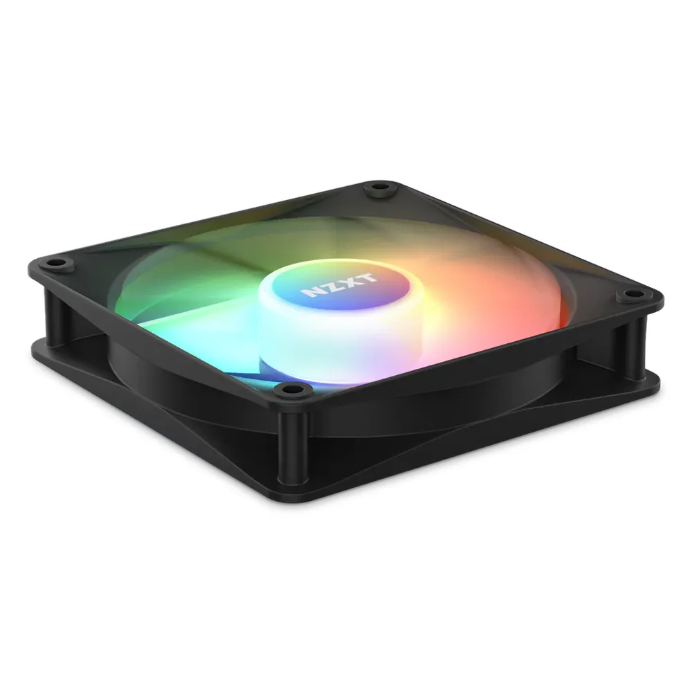 NZXT F140 RGB Core Case Fans with RGB Controller, Pack Of 2, Fluid Dynamic Bearing, 140mm Fan Size, 1800 rpm Fan Speed, 8 Individually Addressable LEDs, Black, 1 Year Warranty