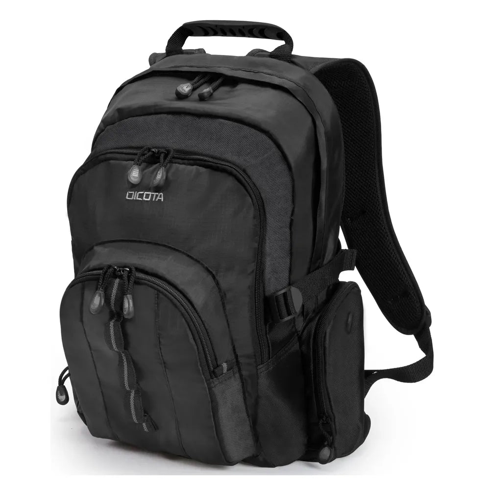 Dicota Backpack, Fits up to 15.6" Laptops, Polyester Construction, Spacious Main Compartment, Practical Side Pockets, Breathable Back Padding, Adjustable Shoulder Straps, Black, 1 Year Warranty