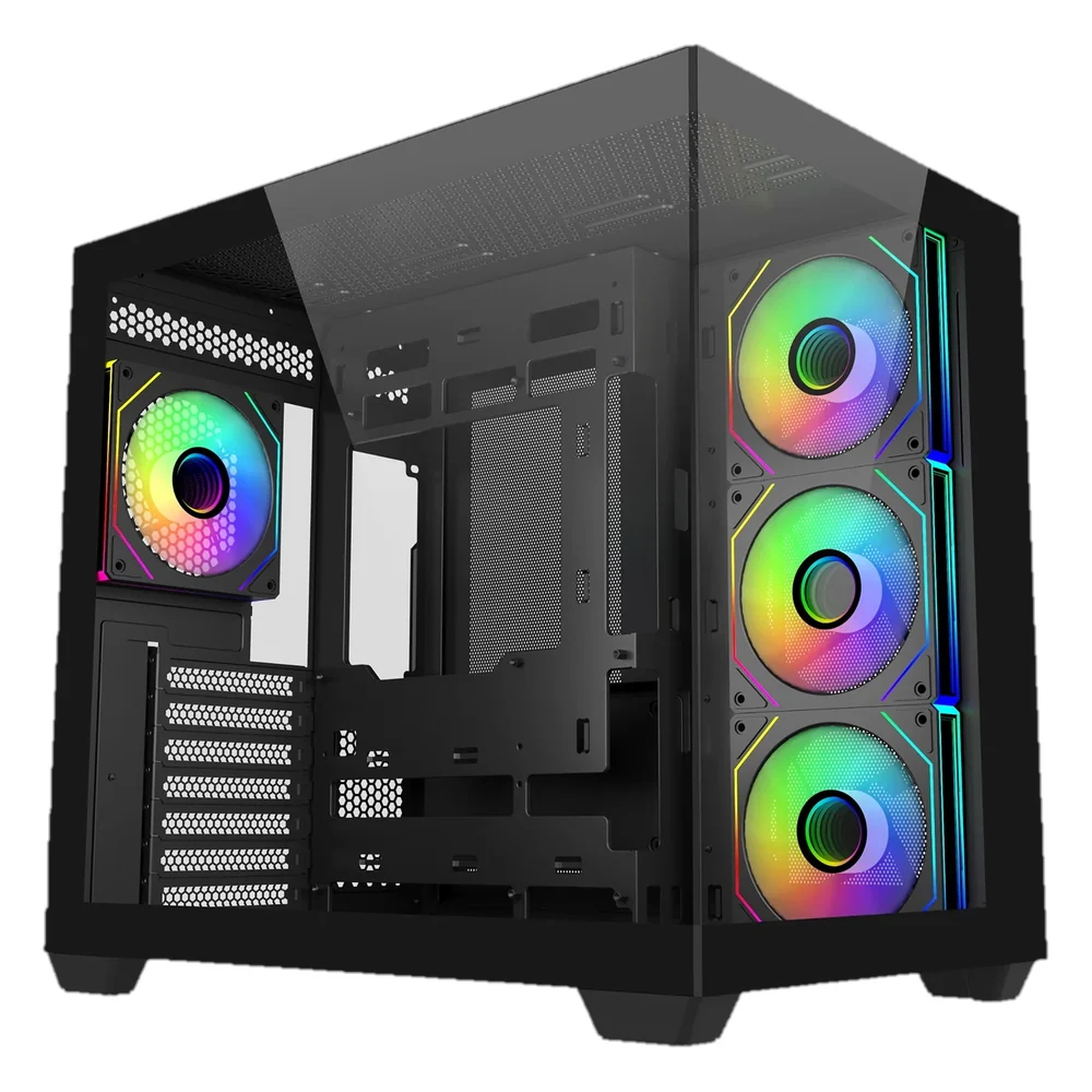 Cooler Master Elite 681 Mid Tower ATX Case, Black, Dual-Chamber Design, 270° Seamless Tempered Glass & Full Mesh, 4 x 120mm ARGB PWM Fans Included, ITX / Micro-ATX / ATX Support, 1 Year Warranty