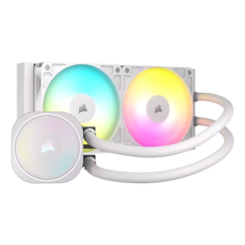 Corsair NAUTILUS 240 RS ARGB AIO Liquid Cooler, High-Performance Pump Head, Supports Intel, AMD Sockets, White, 1 Year Warranty
