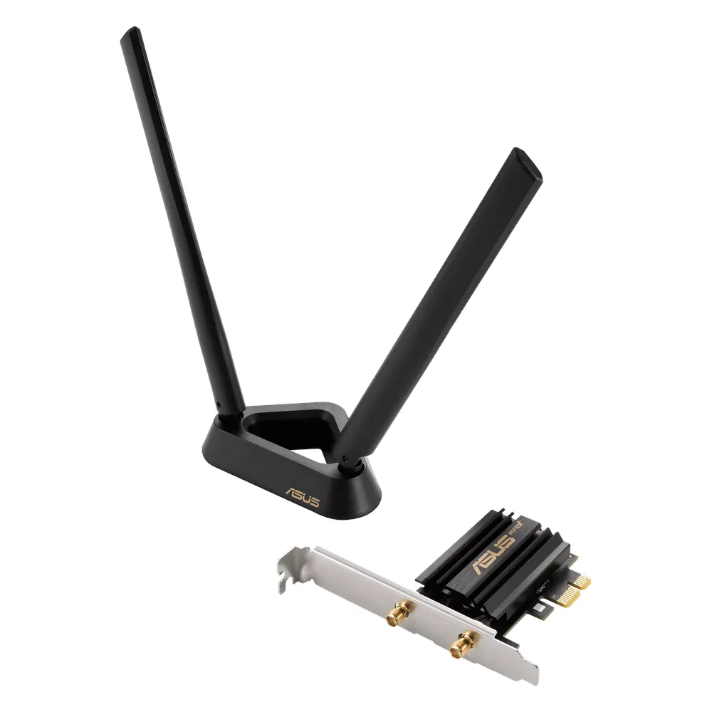 Asus PCE-AXE59BT Tri-Band WiFi 6E PCI-E Adapter, AXE5400, Bluetooth v5.2, External Antenna, 1 Year Warranty
