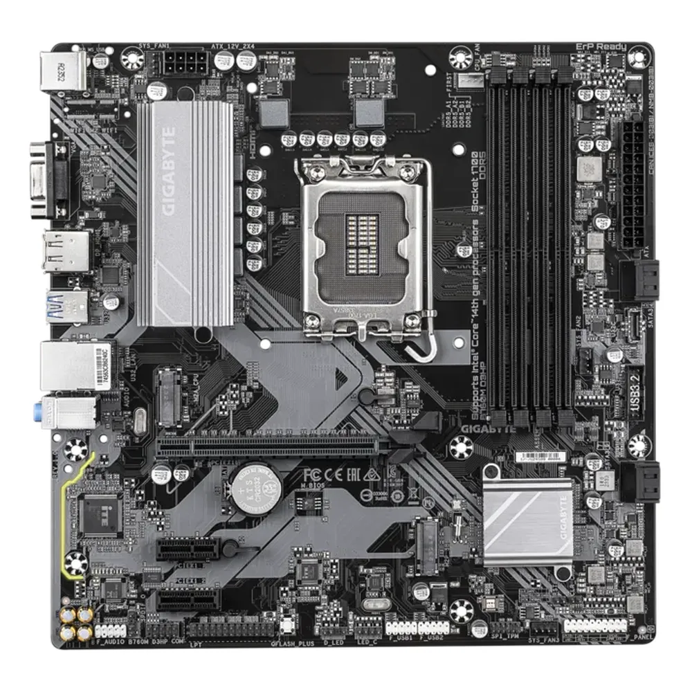 Gigabyte B760M D3HP Motherboard, LGA1700 Socket, mATX Form Factor, DDR5 Ram, PCIe 4.0, HDMI, DisplayPort, D-Sub, Realtek GbE Ethernet, 1 Year Warranty