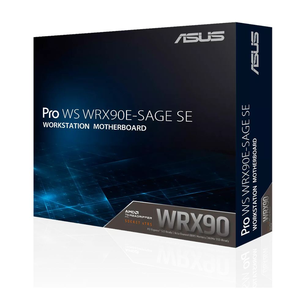 Asus Pro WS WRX90E-SAGE SE Workstation Motherboard, sTR5 Socket, EEB Form Factor, DDR5, PCIe 5.0 With SafeSlot Core+, USB4 40 GBps, Intel Dual 10 GB + Realtek 1 GB Ethernet With Asus LANGuard, Asus 5X Protection III, 1 Year Warranty