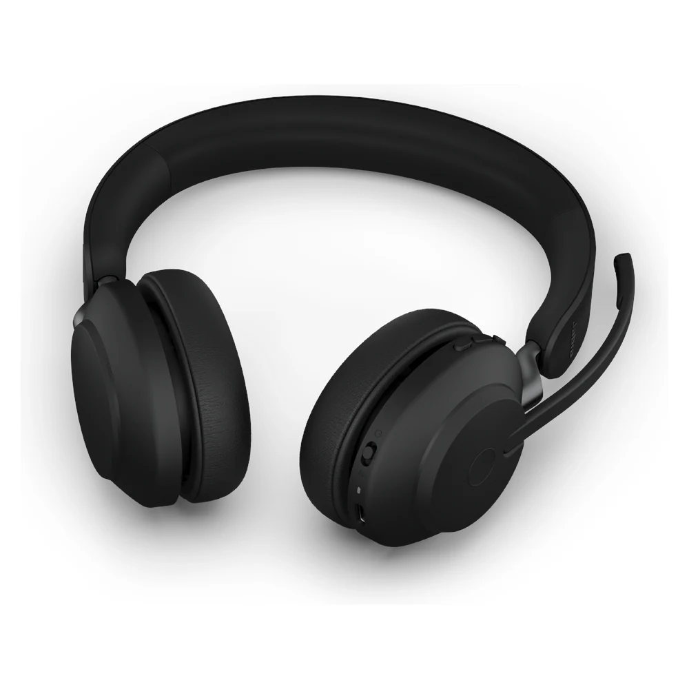 Jabra Evolve2 65 MS Stereo Wireless Headset, 40mm Speakers, 3-Microphone Technology, Up to 37 Hours Battery Life, Bluetooth & USB-A, Black, 1 Year Warranty