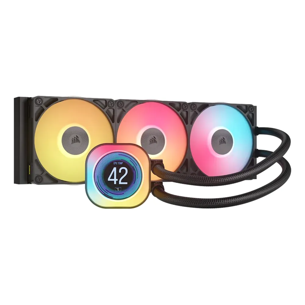 Corsair iCUE LINK TITAN 360 RX AIO Liquid Cooler, 2.1″ LCD Display, Flowdrive Cooling Engine, Supports Intel, AMD Sockets, Black, 1 Year Warranty