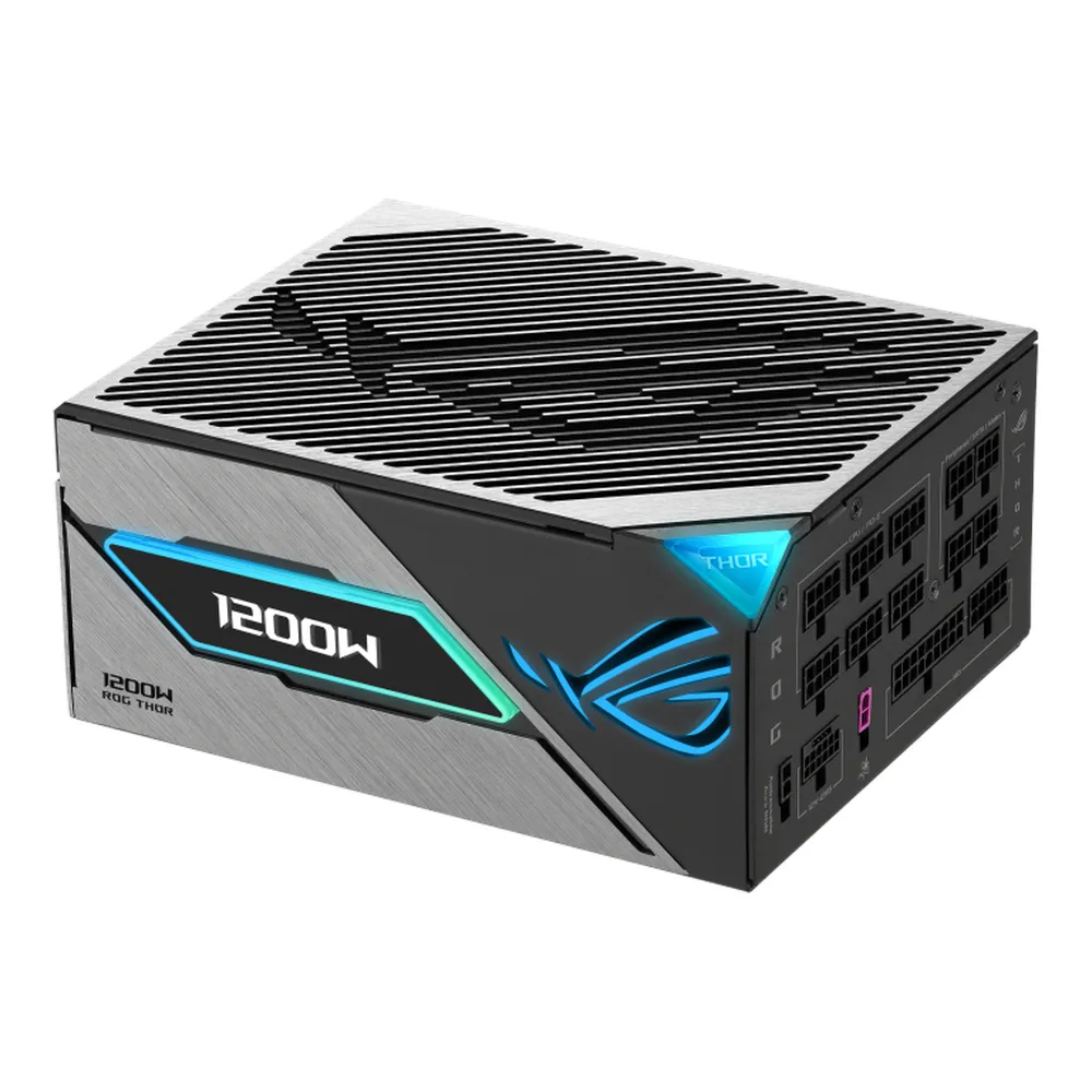 Asus ROG Thor Platinum III Power Supply, 1200W, 80 Plus Platinum, Fully Modular, ATX Form Factor, RTX Ready, Dual Ball Fan Bearings, Magnetic OLED Display, Etched Modular Cables, 1 Year Warranty
