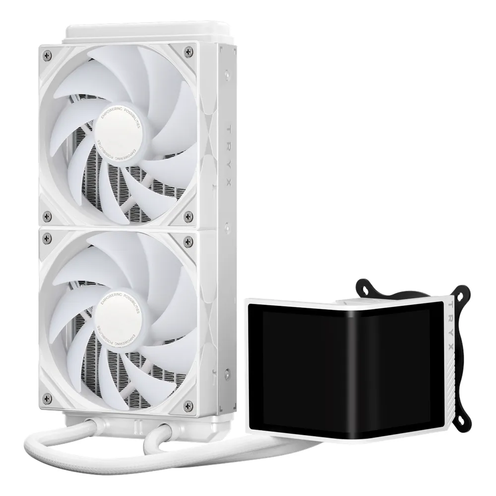 Tryx Panorama SE 240 ARGB Liquid CPU Cooler, 6.67" AMOLED Screen, 2240 × 1080 Resolution, 240 mm Radiator, Supports Intel, AMD Sockets, 2 x 120mm Fans, White, 1 Year Warranty