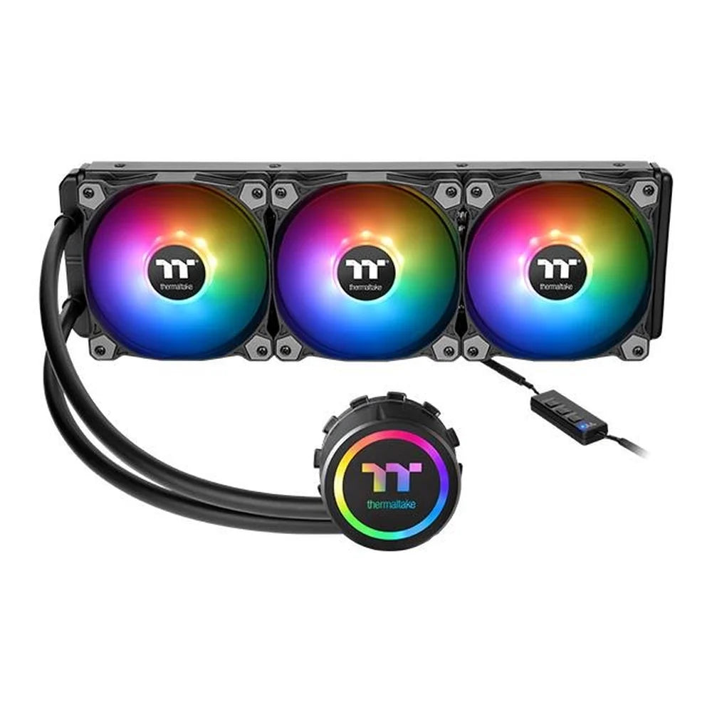 Thermaltake Water 3.0 360 ARGB Sync All-In-One Liquid CPU Cooler, 360mm Radiator, 3 x 120mm ARGB Fans, ARGB Controller, Copper Cold Plate & Aluminum Radiator, Supports Intel & AMD Sockets, Black, 1 Year Warranty