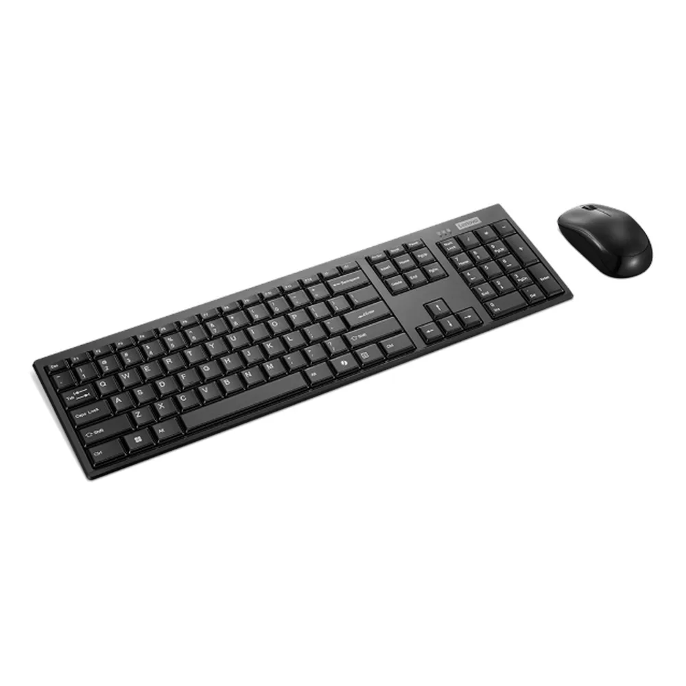 Lenovo 100 Wireless Keyboard & Mouse Combo, 2.4Ghz Wireless Reciever, 3-Zone Keyboard Layout, 1000 DPI Red Optical Mouse Sensor, Up to 12 months Battery Life, Black, 1 Year Warranty