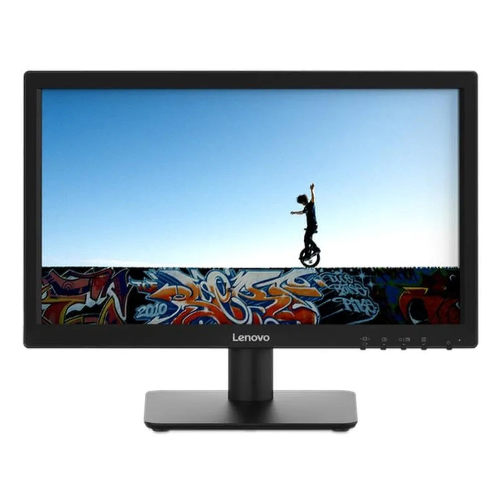 Lenovo D19-10 18.5" HD Monitor, TN Panel, 1366 x 768 Resolution, 60Hz Refresh Rate, 5ms Response Time, HDMI & VGA, Tilt Adjustable Stand, Black, 1 Year Warranty