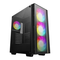 DeepCool MATREXX 55 V4 C Mid Tower PC Casing, Tempered Glass Panels, 4 ARGB Preinstalled Fans, 370mm GPU Support, USB 3.0, Black, 1 Year Warranty
